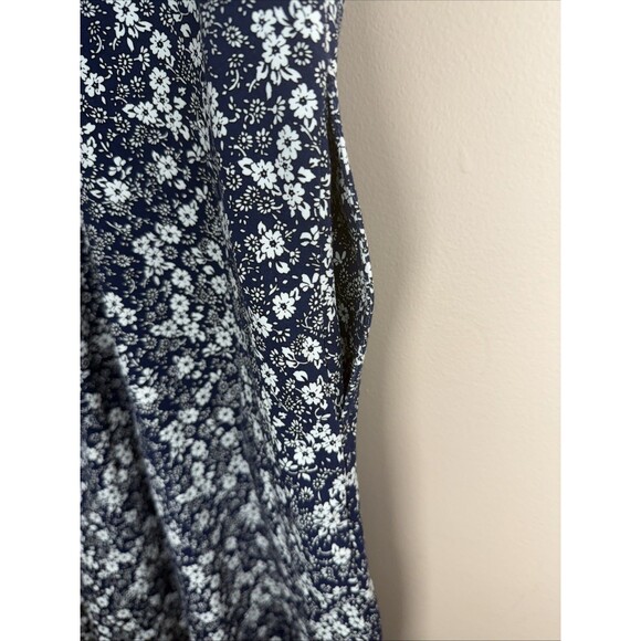 Lands End Dress Size Large Blue White Floral Sleeveless V Neck Pullover Telcel - Picture 5 of 8